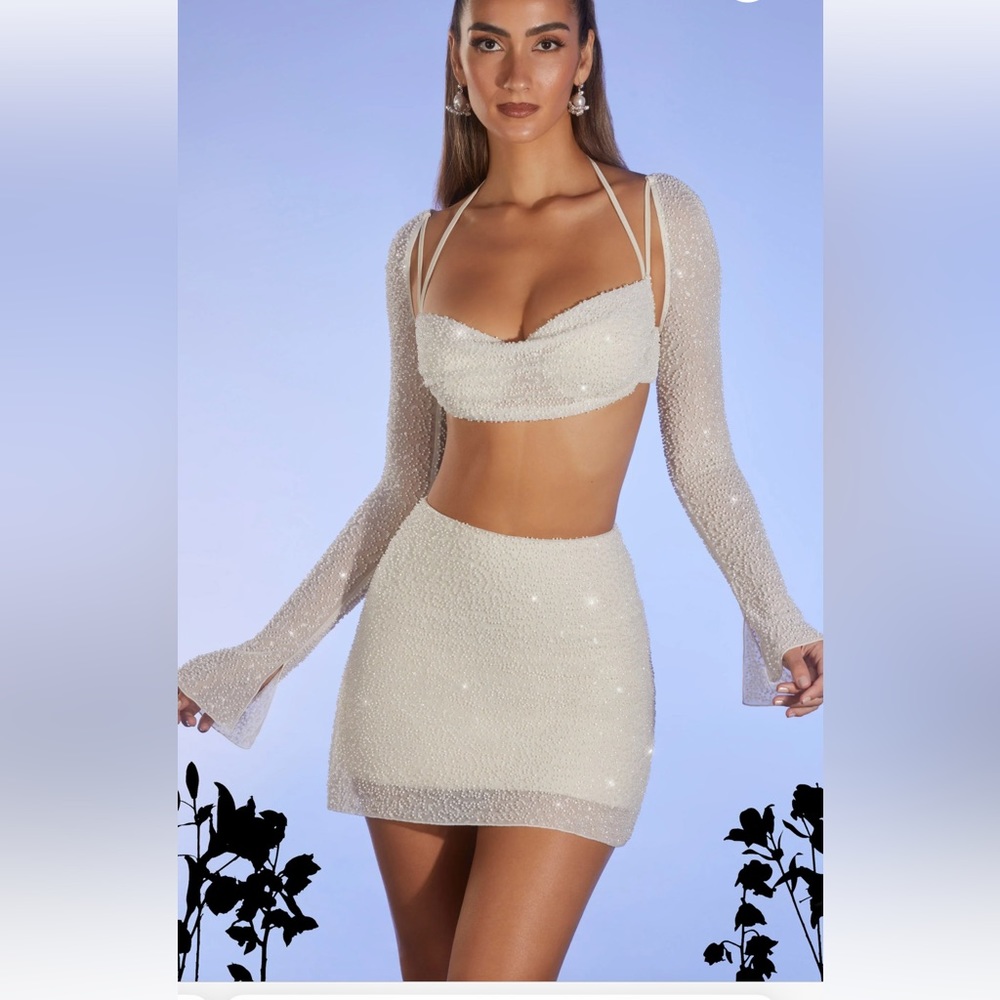 Oh Polly Cream Mini Skirt